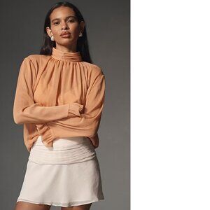By Anthropologie Long-Sleeve High-Neck Sheer Blouse size M nwt new with tag